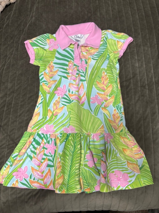 Lilly Pulitzer Other - Lilly Pulitzer Pink Collar Polo Dress with Green Floral Print